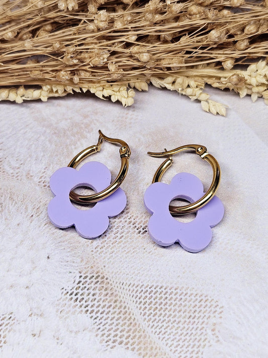 Pampilles interchangeables - par 2 - ZELIE   - mauve pastel