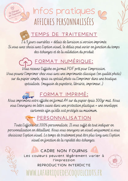 Affiche personnalisée petit cœur de maman  fête des maman anniversaire- fête anniversaire petit enfant fichier numérique ou imprimé
