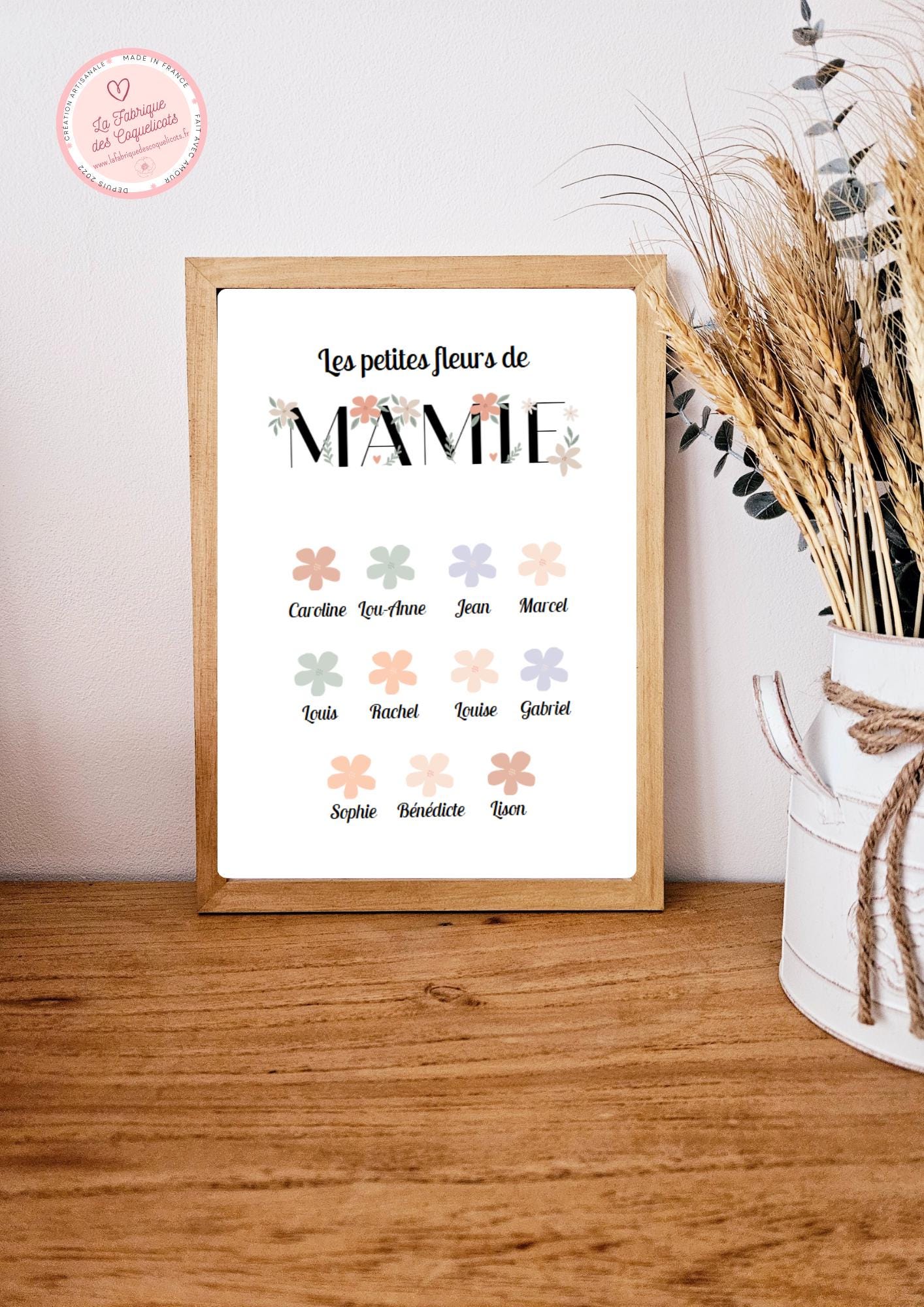 Affiche personnalisée petite fleur de mamie  grand mère  maman fête des mamies / fête anniversaire petit enfant fichier numérique ou imprimé