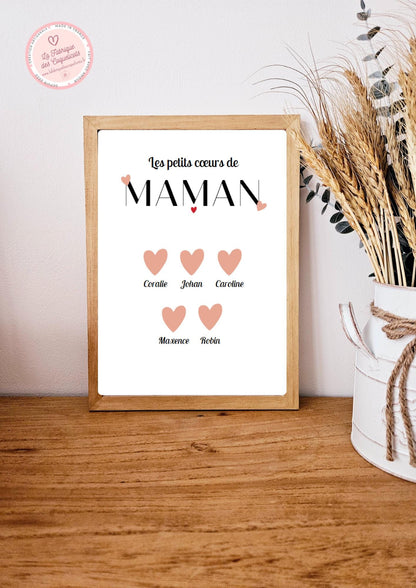 Affiche personnalisée petit cœur de maman  fête des maman anniversaire- fête anniversaire petit enfant fichier numérique ou imprimé