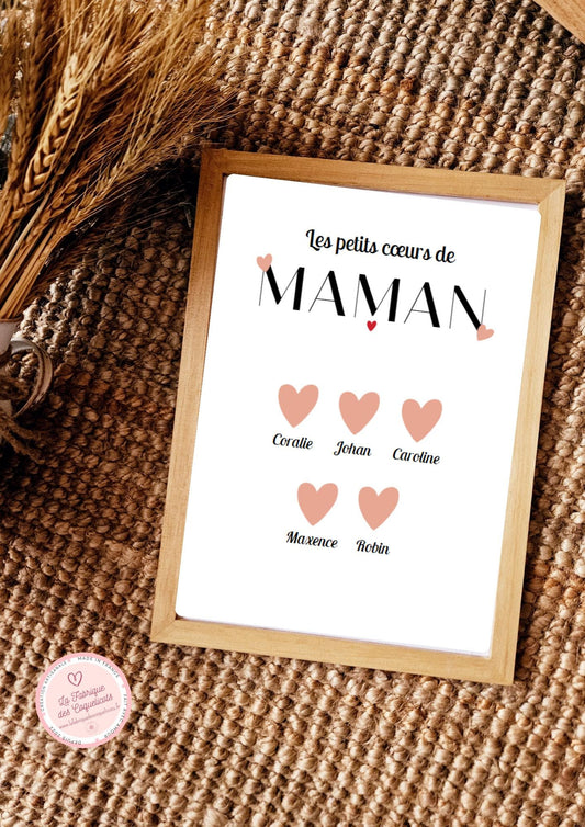 Affiche personnalisée petit cœur de maman  fête des maman anniversaire- fête anniversaire petit enfant fichier numérique ou imprimé