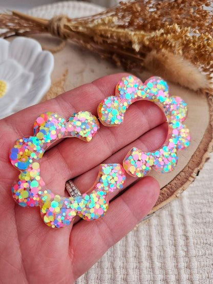 Boucles oreilles COCO - demi fleur / boucle oreille femme en Acier Inoxydable pour Enfant / fait main / cadeau femme maman mamie