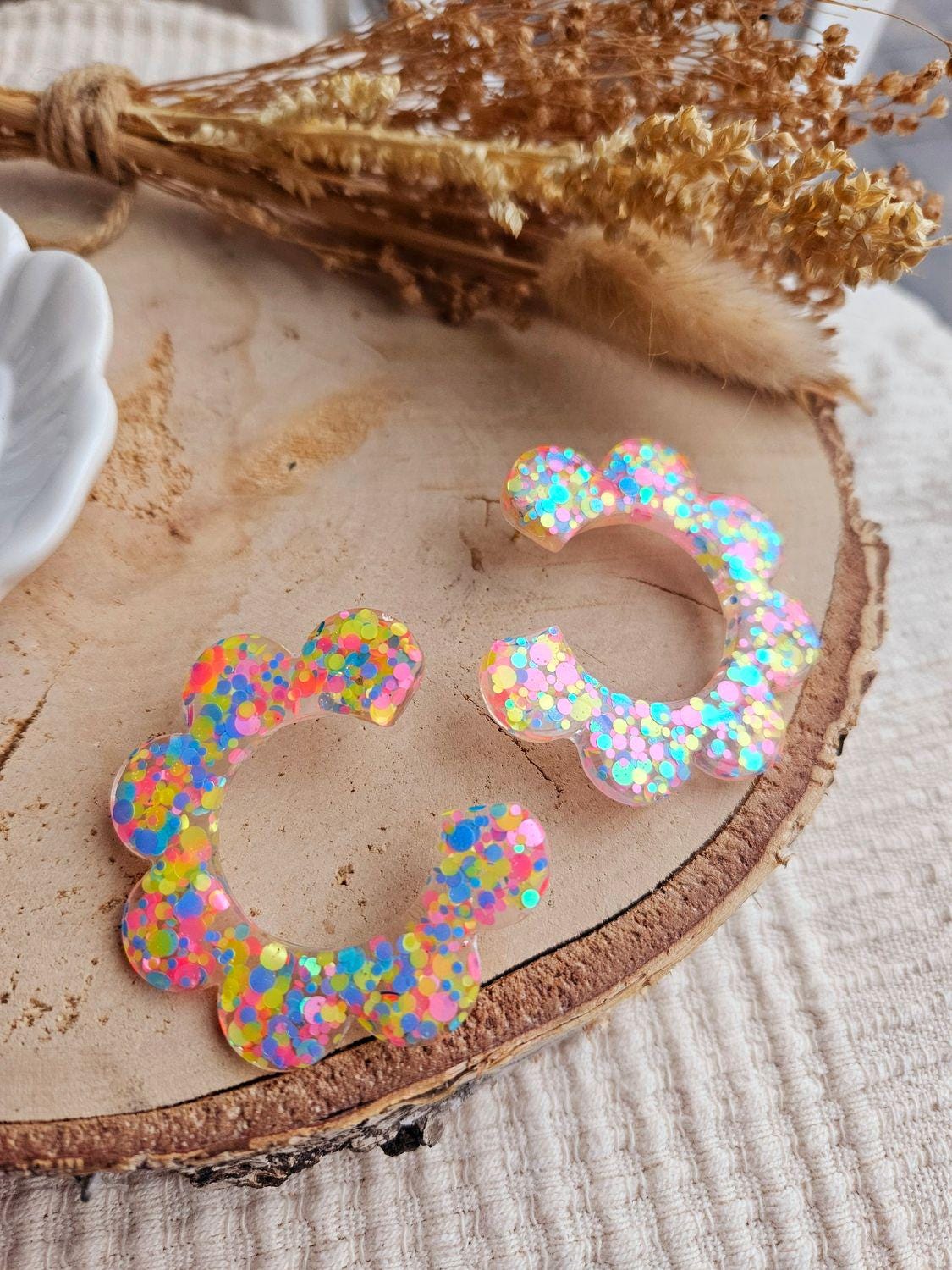 Boucles oreilles COCO - demi fleur / boucle oreille femme en Acier Inoxydable pour Enfant / fait main / cadeau femme maman mamie