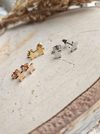 Boucles oreilles ETOILE - boucle oreille puce clou Etoile doré / argenté ou rose gold / enfant femme en Acier Inoxydable pour femme  Enfant