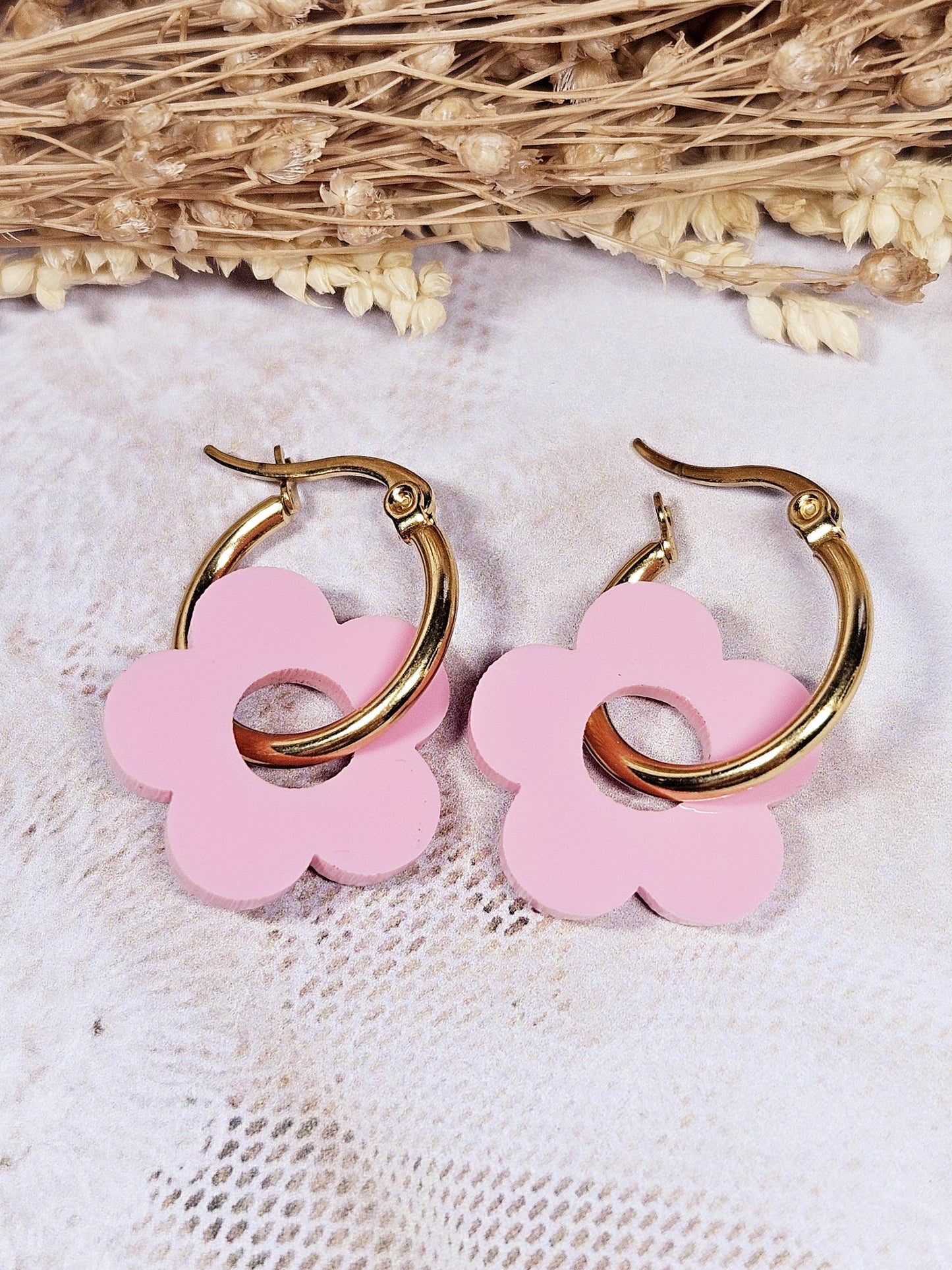 Pampilles interchangeables - par 2 - ZELIE   - rose pastel