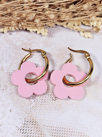 Pampilles interchangeables - par 2 - ZELIE   - rose pastel