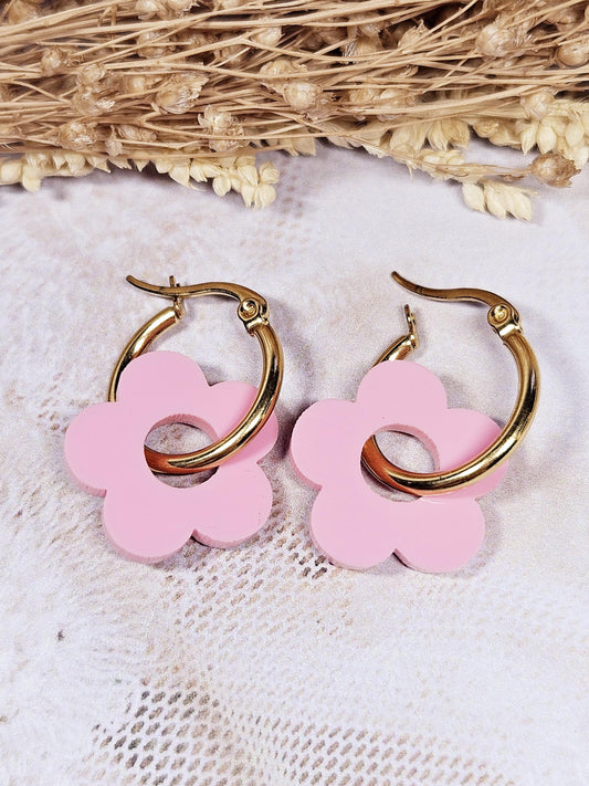 Pampilles interchangeables - par 2 - ZELIE   - rose pastel