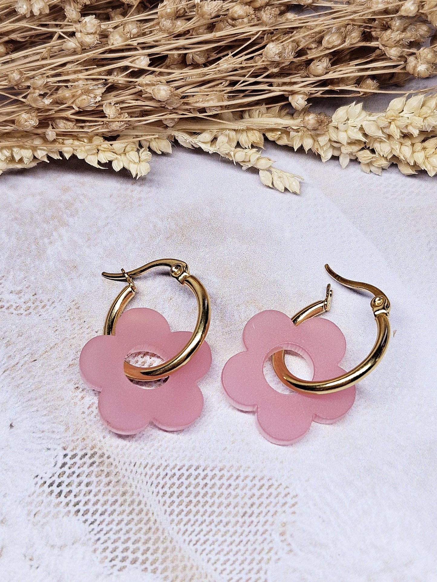 Pampilles interchangeables - par 2 - ZELIE  - rose satin