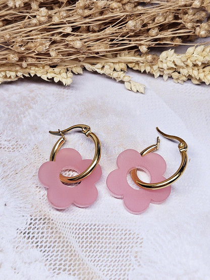 Pampilles interchangeables - par 2 - ZELIE  - rose satin