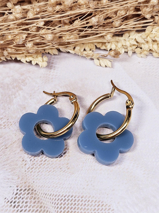 Pampilles interchangeables - par 2 - ZELIE -  bleu pierre