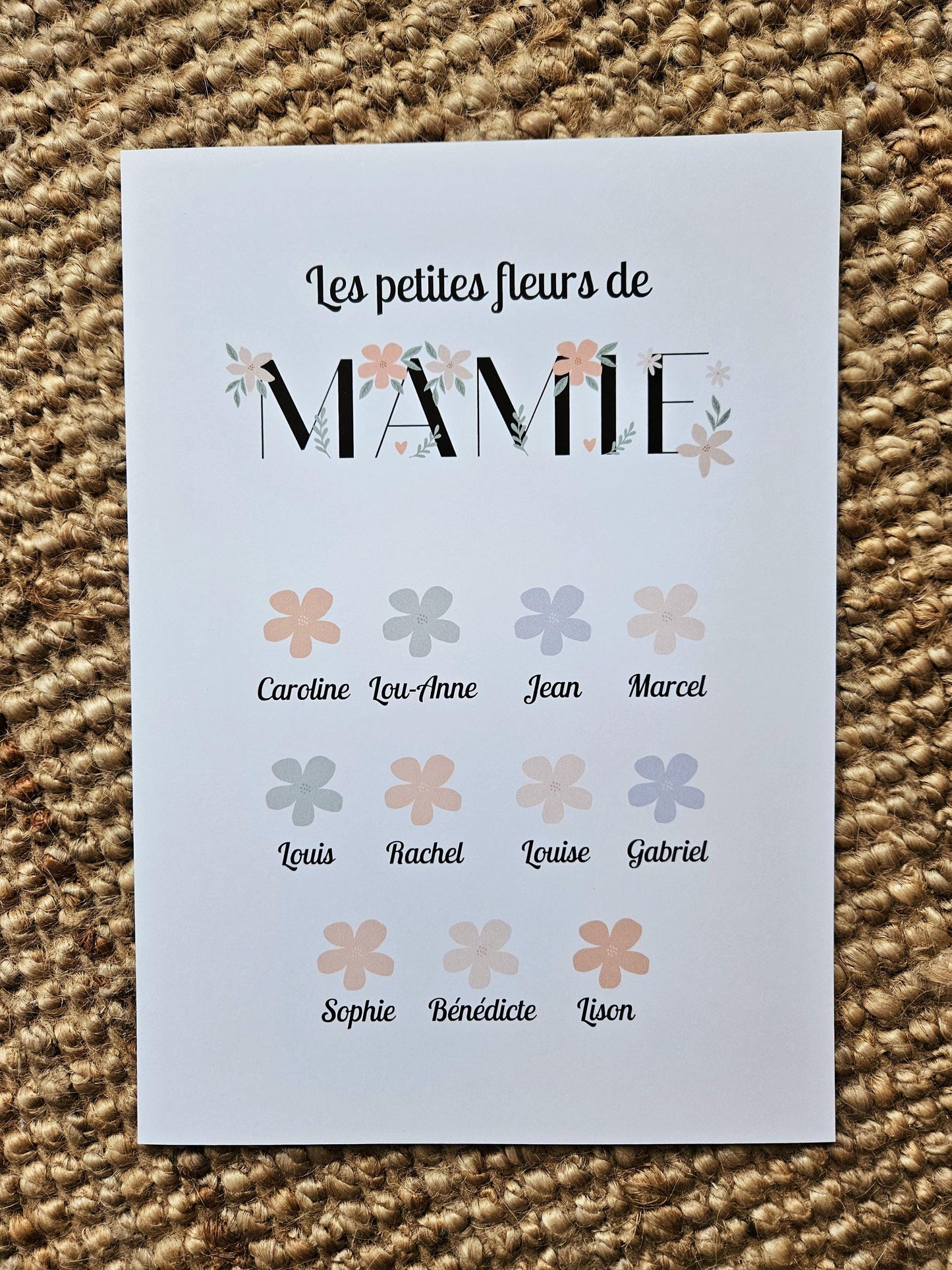Affiche personnalisée petite fleur de mamie  grand mère  maman fête des mamies / fête anniversaire petit enfant fichier numérique ou imprimé