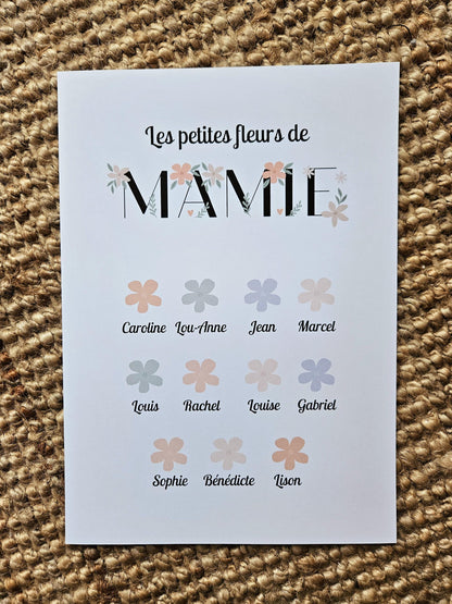 Affiche personnalisée petite fleur de mamie  grand mère  maman fête des mamies / fête anniversaire petit enfant fichier numérique ou imprimé
