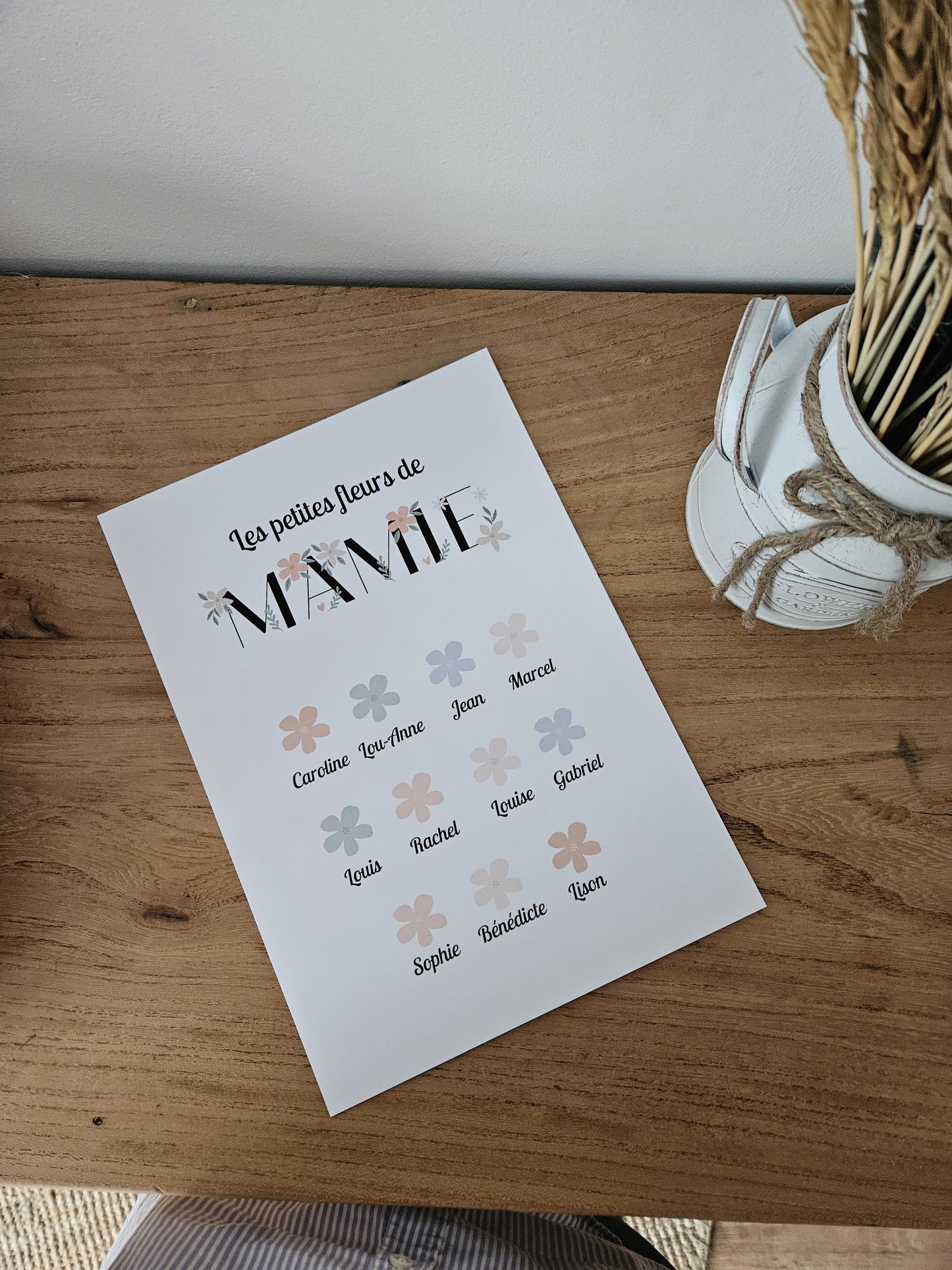 Affiche personnalisée petite fleur de mamie  grand mère  maman fête des mamies / fête anniversaire petit enfant fichier numérique ou imprimé