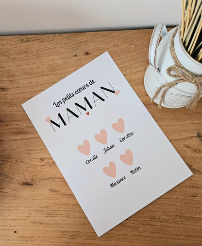 Affiche personnalisée petit cœur de maman  fête des maman anniversaire- fête anniversaire petit enfant fichier numérique ou imprimé