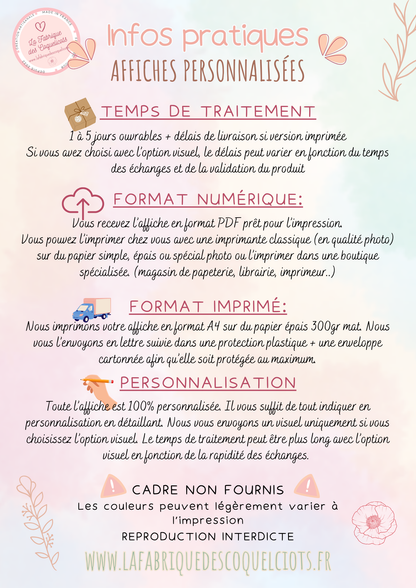 Affiche de bienvenue - Mariage - baptême, anniversaire, panneau bienvenue , Evènements- A imprimer A3 ou A4 - Personnalisable PDF
