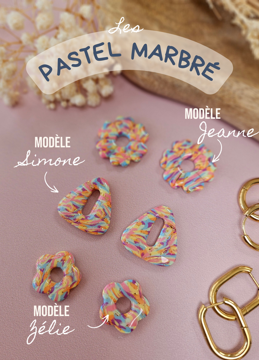 Pampilles interchangeables - par 2 - PASTEL MARBRÉ RÉVERSIBLES