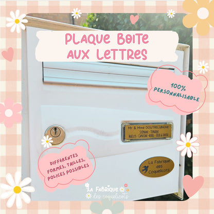 Plaque boite aux lettre - personnalisé - autocollante - adhésive - plaque adresse - plaque maison - boite aux lettres personnalisée