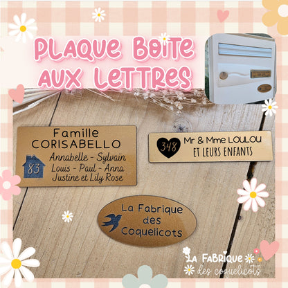 Plaque boite aux lettre - personnalisé - autocollante - adhésive - plaque adresse - plaque maison - boite aux lettres personnalisée