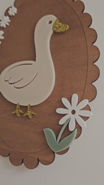 Cadre feston vintage "L'OIE ET LES FLEURS"