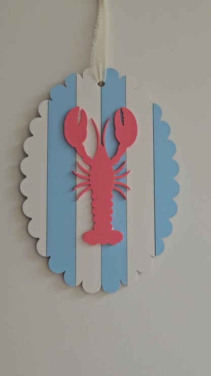 Cadre feston "LE HOMARD" - Bleu & blanc