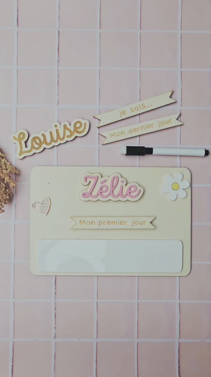 Pancarte rentrée des classes - prénom AMOVIBLE - effaçable - durable - perpétuelle