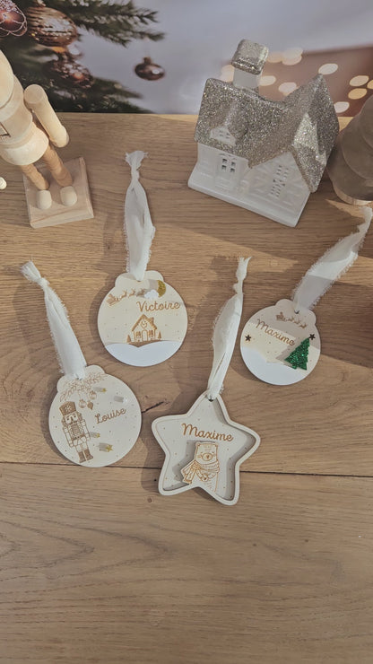 Boule de Noël personnalisée | Ronde neige et sapin