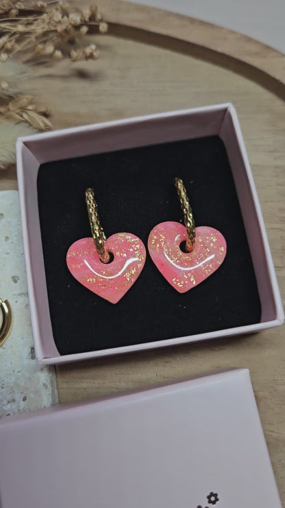 Pampilles interchangeables - par 2 - Collection SAINT VALENTIN - MARGOT - ROSE & OR