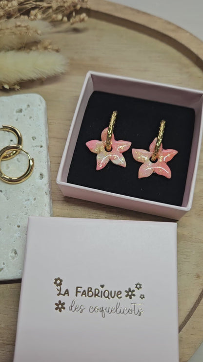 Pampilles interchangeables - par 2 - Collection ST Valentin - LOUISE - Rose & or