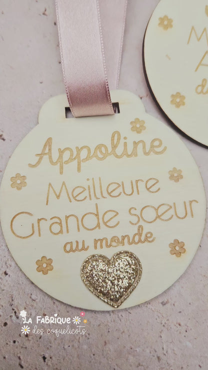 Médaille personnalisée - cœur doré
