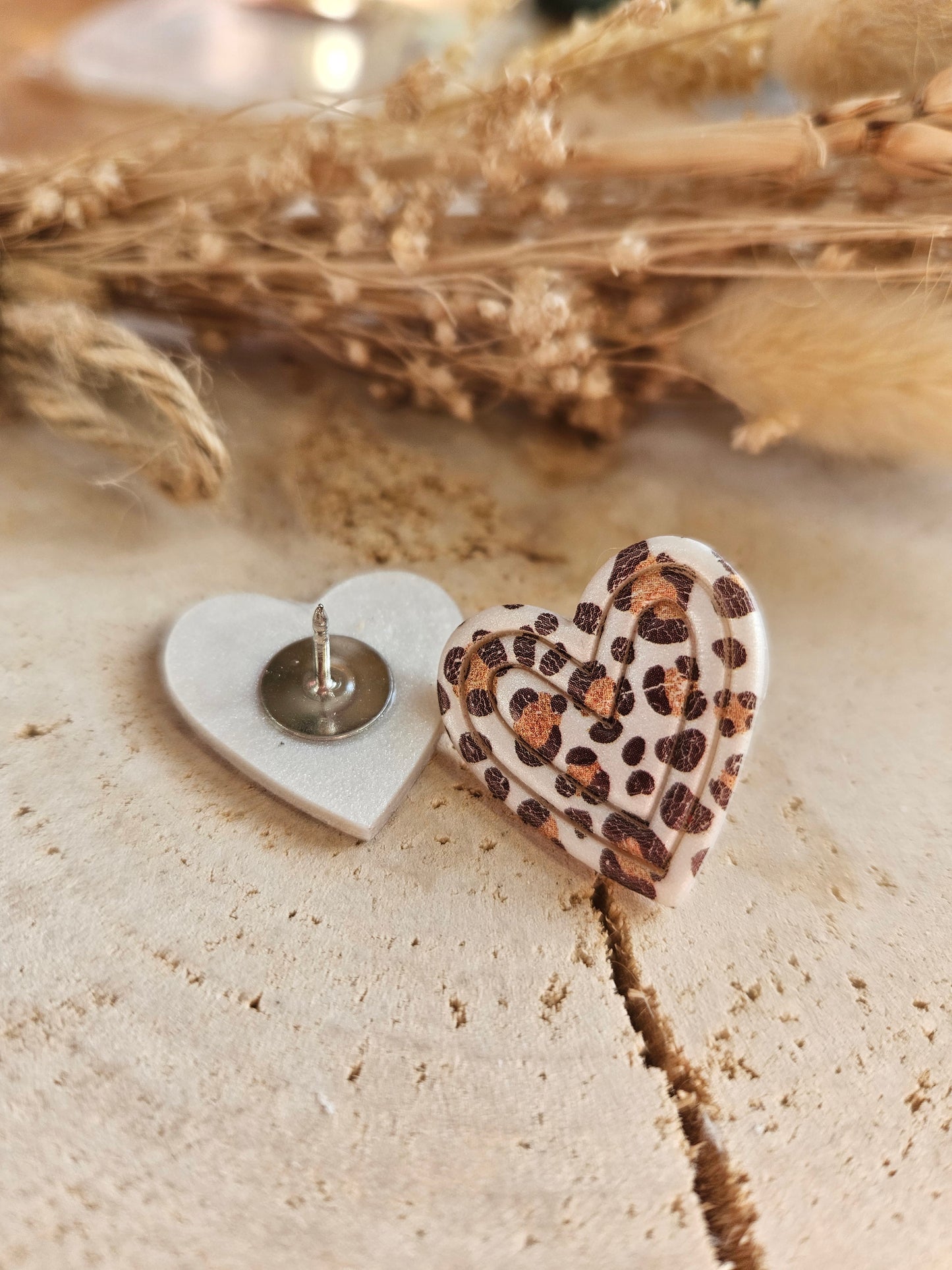 Pin's COEUR LEOPARD BROWN fête maman mamie papa papi.. cadeau personnalisé - cœur