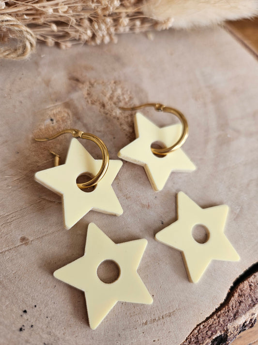 Pampilles interchangeables - par 2 - STAR - JAUNE PASTEL