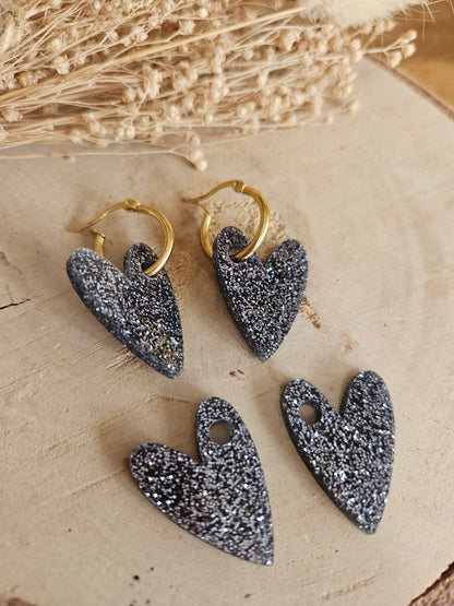 Pampilles interchangeables - par 2 - AMBRE - noir paillète