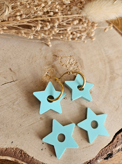 Pampilles interchangeables - par 2 - STAR  - BLEU TURQUOISE