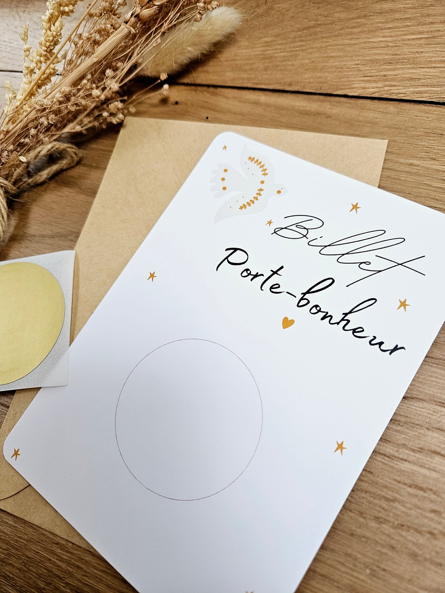 Carte à gratter - billet porte bonheur - à personnaliser - carte de voeux annonce grossesse  annonce mariage - cadeau anniversaire demande mariage marraine parrain mamie papy témoin