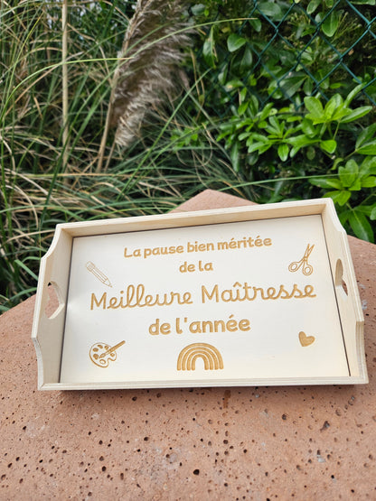 Mini plateau bois  personnalisé / Cadeau Maîtresse atsem nounou maître