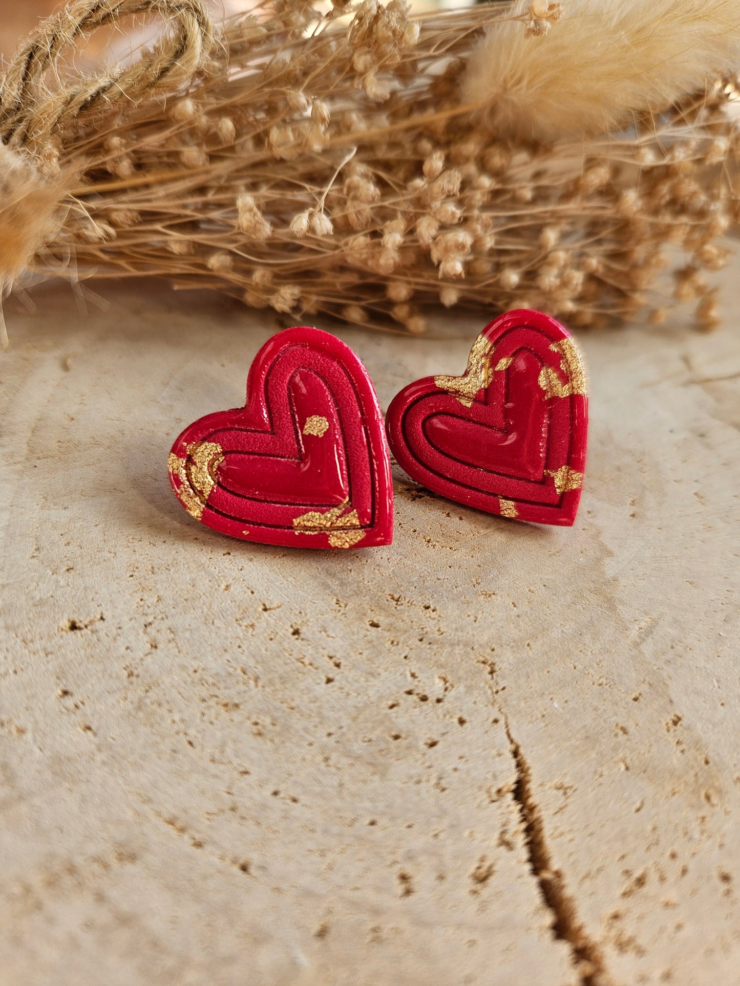 Pin's COEUR ROUGE LOVE GOLD fête maman mamie papa papi .. cadeau personnalisé - cœur