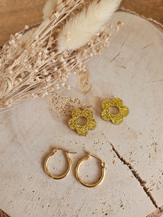 Pampilles interchangeables - par 2 - ZELIE   - or pailleté