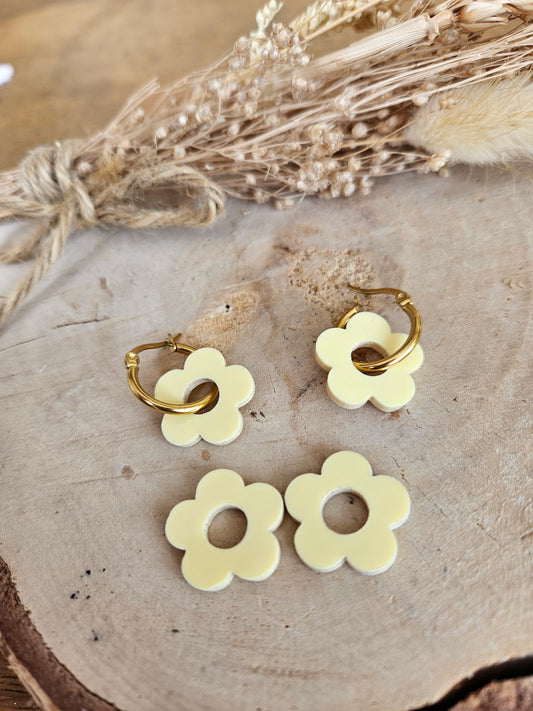 Pampilles interchangeables - par 2 - ZELIE - JAUNE PASTEL