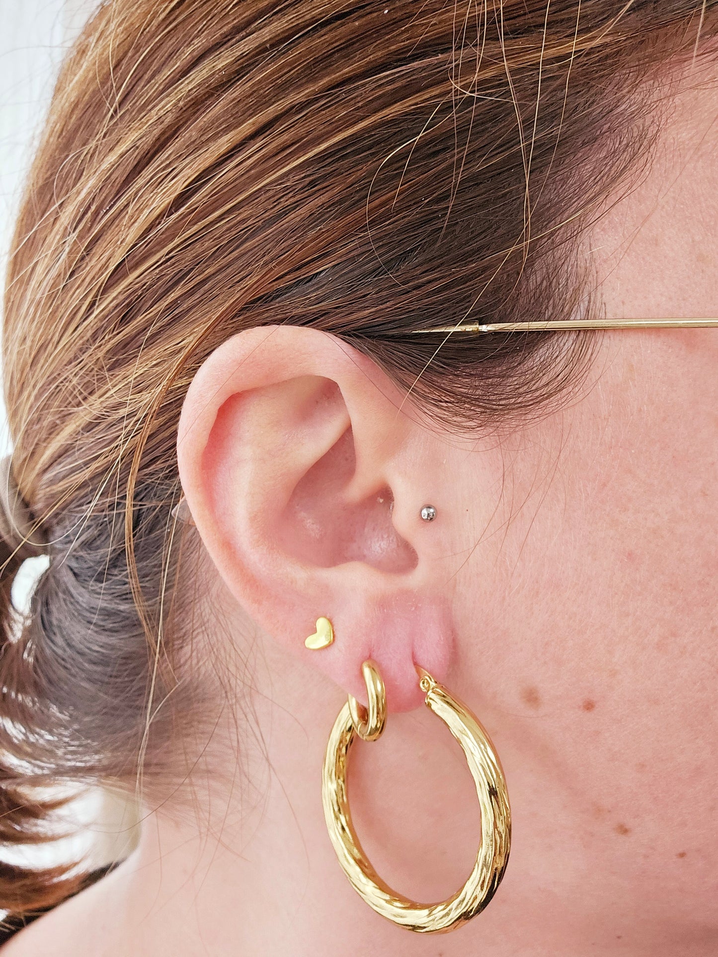 Boucles oreilles MAXI CREOLE martelée doré - Acier inoxydable