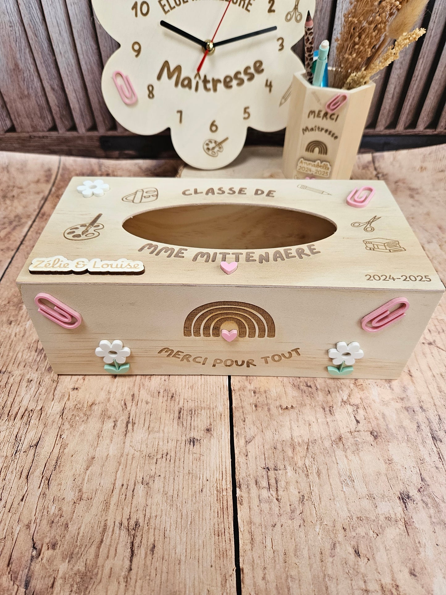 Boite à mouchoirs personnalisée Cadeau Maîtresse atsem nounou