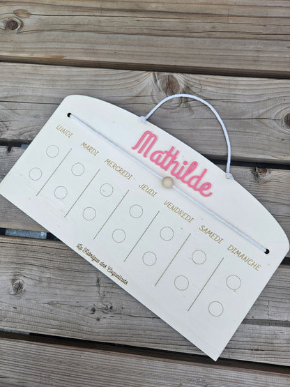 Mini Tableau semainier / routine enfant personnalisé avec prénom / version mini