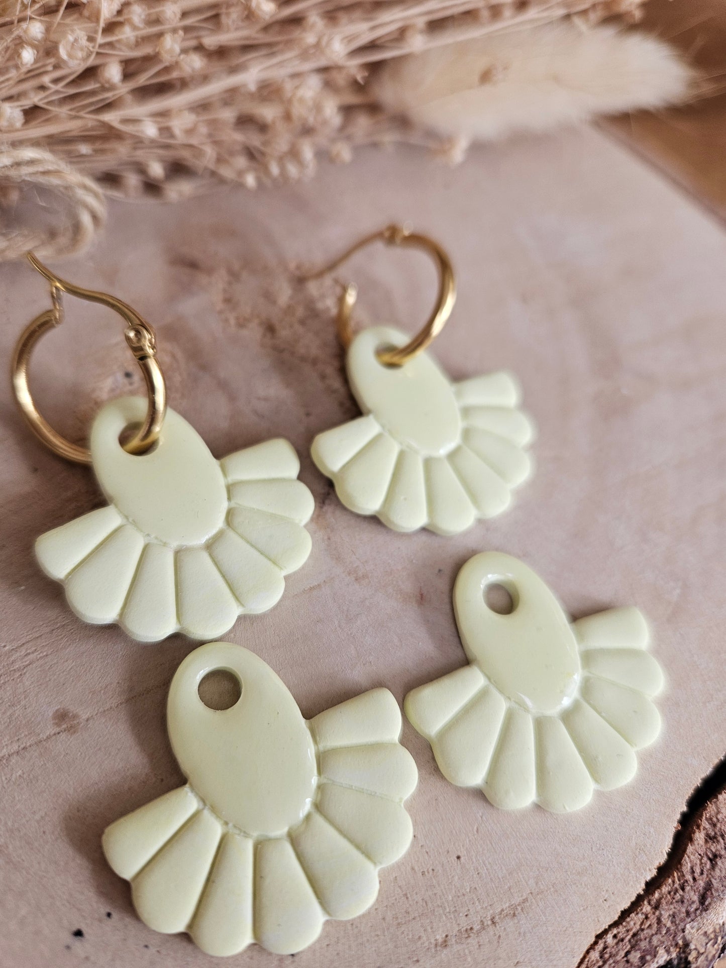 Pampilles interchangeables - par 2 - - LYLY  JAUNE VERT