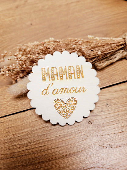 Magnet bois ROND FESTON  LEOPARD