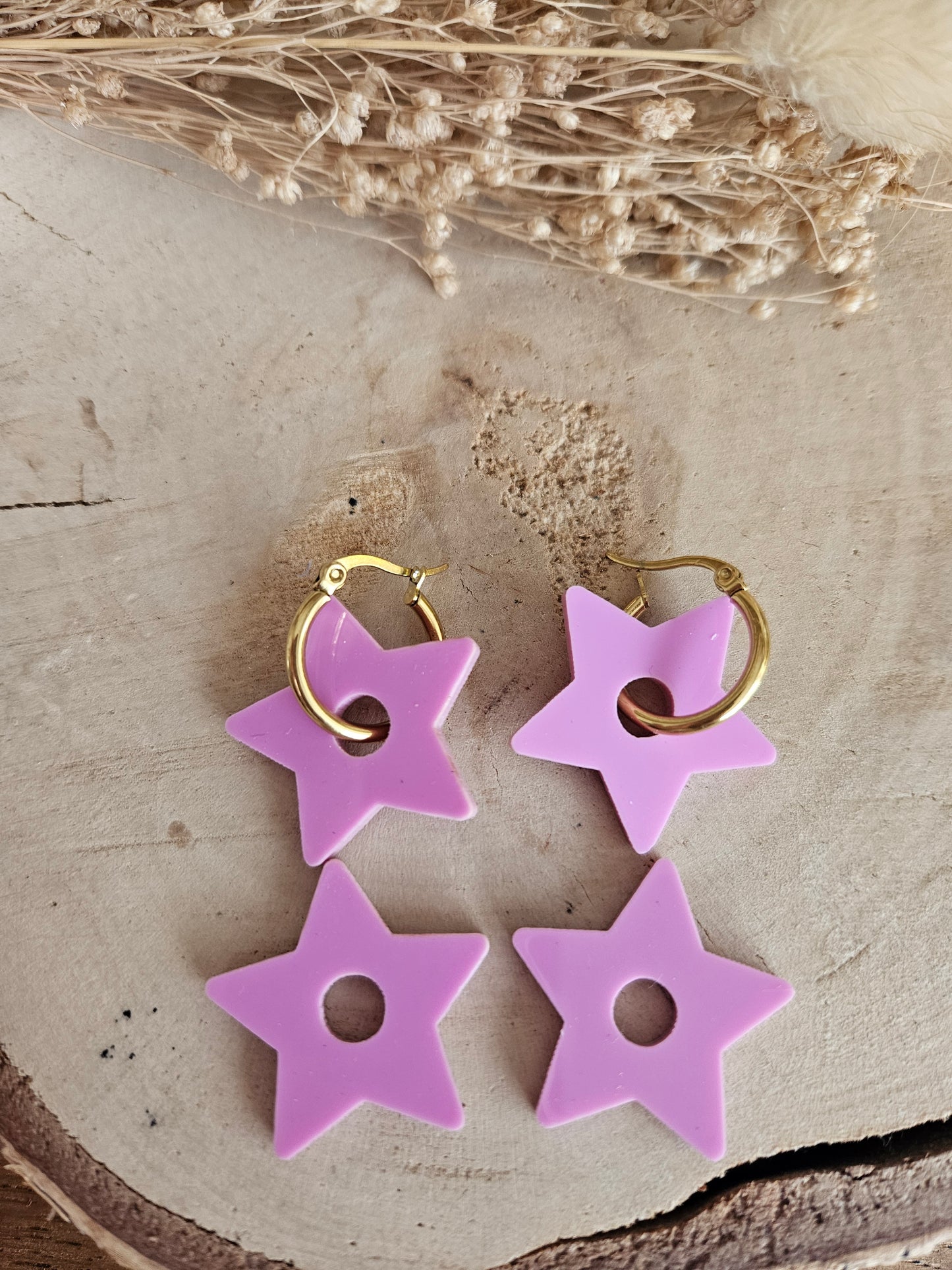 Pampilles interchangeables - par 2 - STAR  - MAUVE LAVANDE