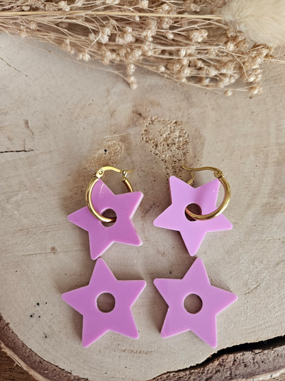 Pampilles interchangeables - par 2 - STAR  - MAUVE LAVANDE