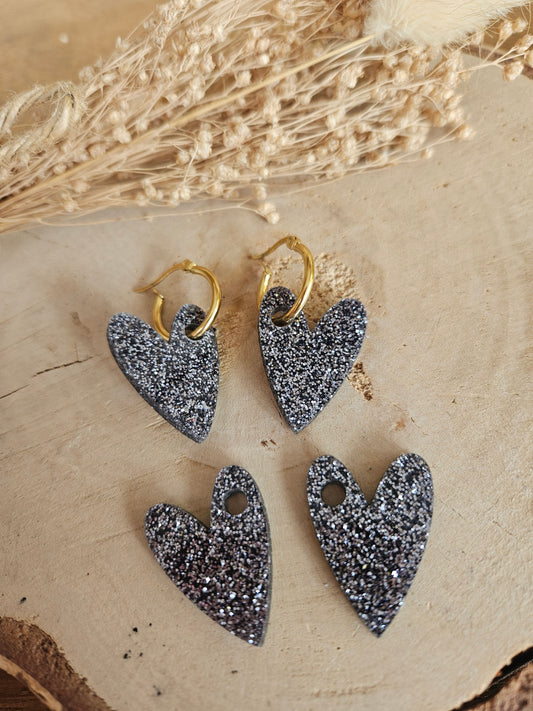 Pampilles interchangeables - par 2 - AMBRE - noir paillète