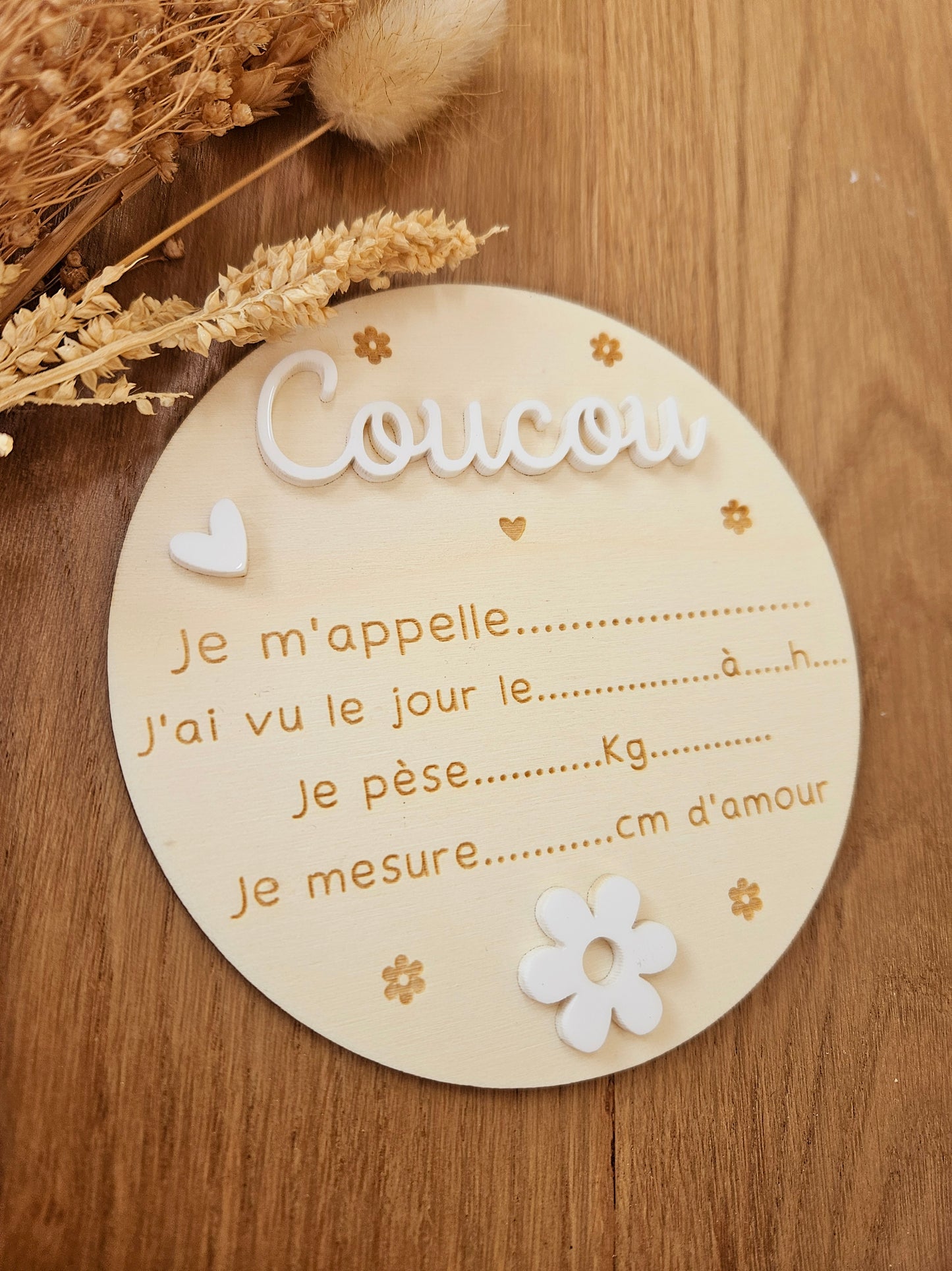 Plaque de naissance pour infos de naissance| cadeau de naissance | carte bienvenue bébé | naissance | plaque bois | personnalisé