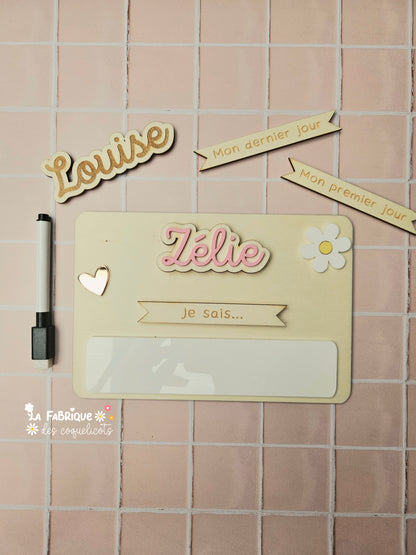 Pancarte rentrée des classes - prénom AMOVIBLE - effaçable - durable - perpétuelle