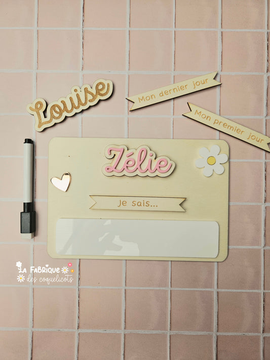 Pancarte rentrée des classes - prénom AMOVIBLE - effaçable - durable - perpétuelle