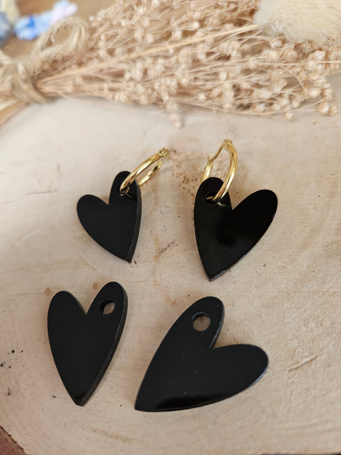 Pampilles interchangeables - par 2 - AMBRE - noir